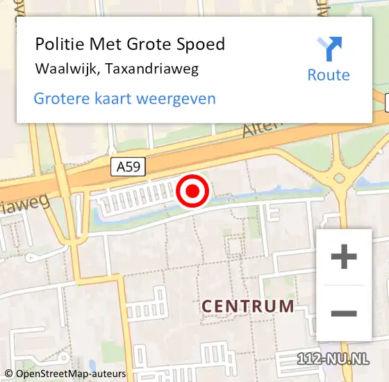 Locatie op kaart van de 112 melding: Politie Met Grote Spoed Naar Waalwijk, Taxandriaweg op 24 augustus 2021 11:03