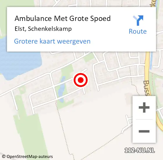 Locatie op kaart van de 112 melding: Ambulance Met Grote Spoed Naar Elst, Schenkelskamp op 24 augustus 2021 11:14