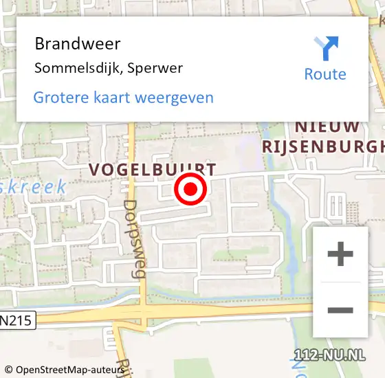 Locatie op kaart van de 112 melding: Brandweer Sommelsdijk, Sperwer op 24 augustus 2021 11:22