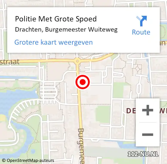 Locatie op kaart van de 112 melding: Politie Met Grote Spoed Naar Drachten, Burgemeester Wuiteweg op 24 augustus 2021 11:30