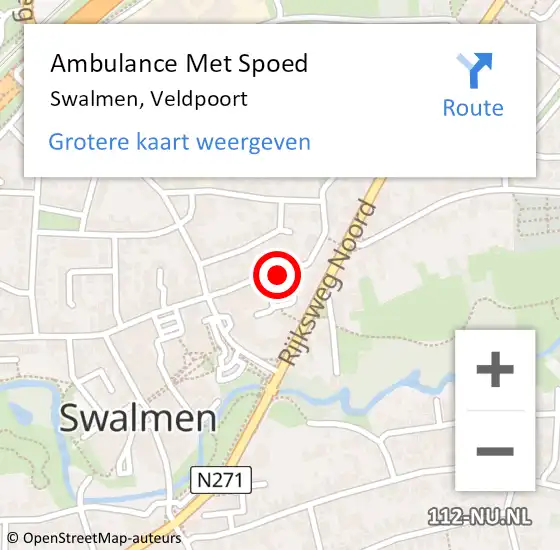 Locatie op kaart van de 112 melding: Ambulance Met Spoed Naar Swalmen, Veldpoort op 20 juni 2014 16:44