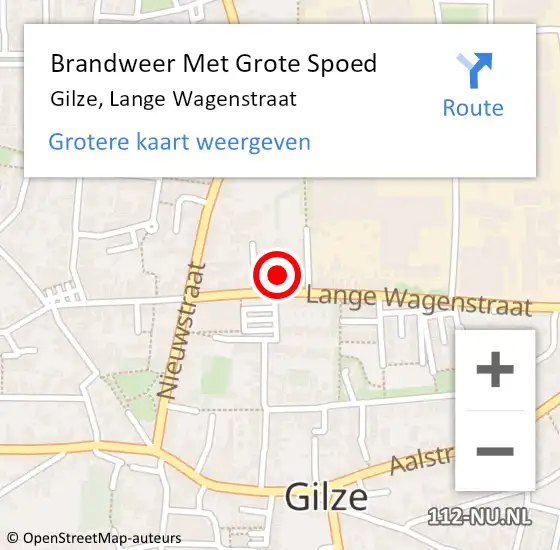 Locatie op kaart van de 112 melding: Brandweer Met Grote Spoed Naar Gilze, Lange Wagenstraat op 24 augustus 2021 11:51