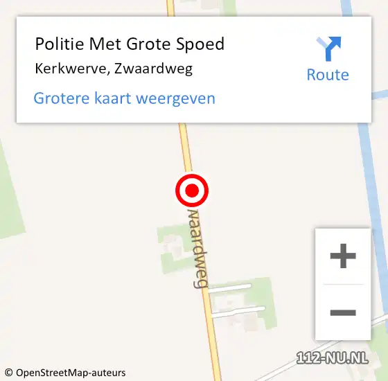 Locatie op kaart van de 112 melding: Politie Met Grote Spoed Naar Kerkwerve, Zwaardweg op 24 augustus 2021 11:53