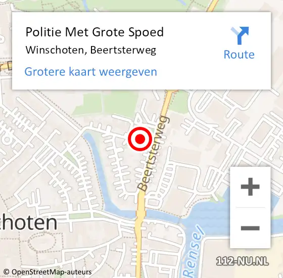 Locatie op kaart van de 112 melding: Politie Met Grote Spoed Naar Winschoten, Beertsterweg op 24 augustus 2021 12:10