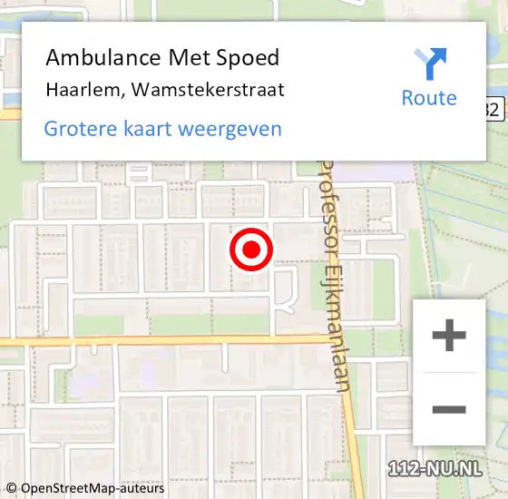 Locatie op kaart van de 112 melding: Ambulance Met Spoed Naar Haarlem, Wamstekerstraat op 24 augustus 2021 12:13