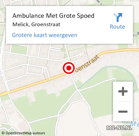 Locatie op kaart van de 112 melding: Ambulance Met Grote Spoed Naar Melick, Groenstraat op 24 augustus 2021 12:19