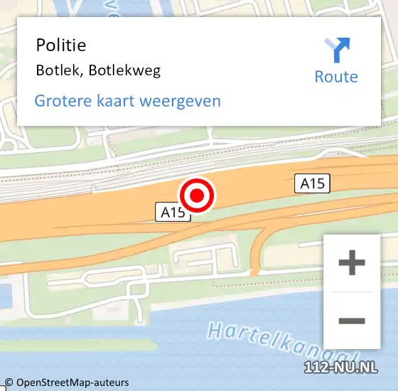 Locatie op kaart van de 112 melding: Politie Botlek, Botlekweg op 20 juni 2014 16:51