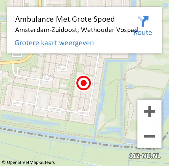 Locatie op kaart van de 112 melding: Ambulance Met Grote Spoed Naar Amsterdam-Zuidoost, Wethouder Vospad op 24 augustus 2021 12:55