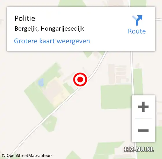 Locatie op kaart van de 112 melding: Politie Bergeijk, Hongarijesedijk op 24 augustus 2021 12:57