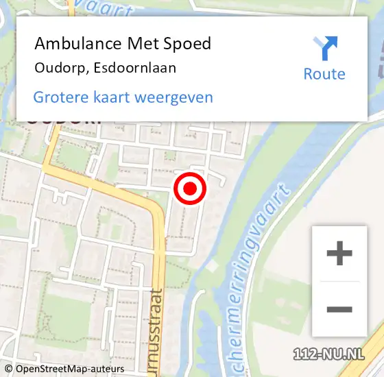 Locatie op kaart van de 112 melding: Ambulance Met Spoed Naar Oudorp, Esdoornlaan op 24 augustus 2021 13:04