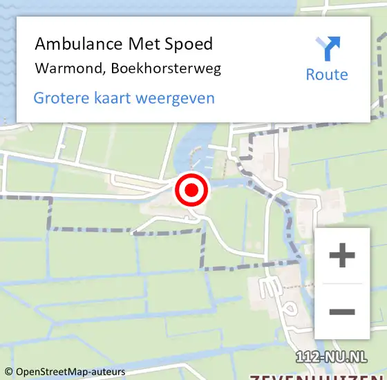 Locatie op kaart van de 112 melding: Ambulance Met Spoed Naar Warmond, Boekhorsterweg op 24 augustus 2021 13:06