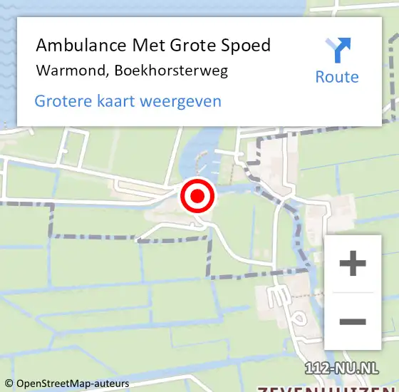 Locatie op kaart van de 112 melding: Ambulance Met Grote Spoed Naar Warmond, Boekhorsterweg op 24 augustus 2021 13:18