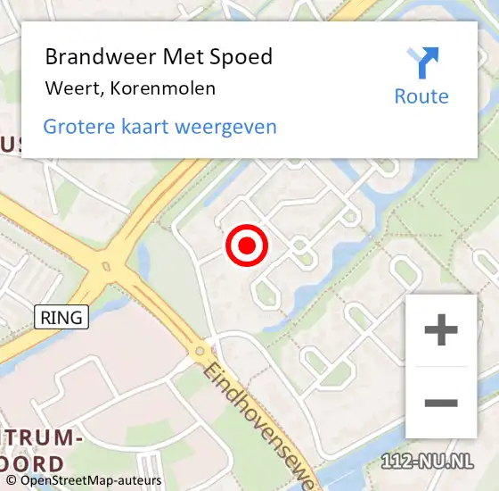 Locatie op kaart van de 112 melding: Brandweer Met Spoed Naar Weert, Korenmolen op 24 augustus 2021 13:19