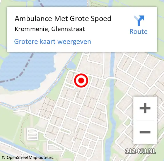 Locatie op kaart van de 112 melding: Ambulance Met Grote Spoed Naar Krommenie, Glennstraat op 24 augustus 2021 13:24