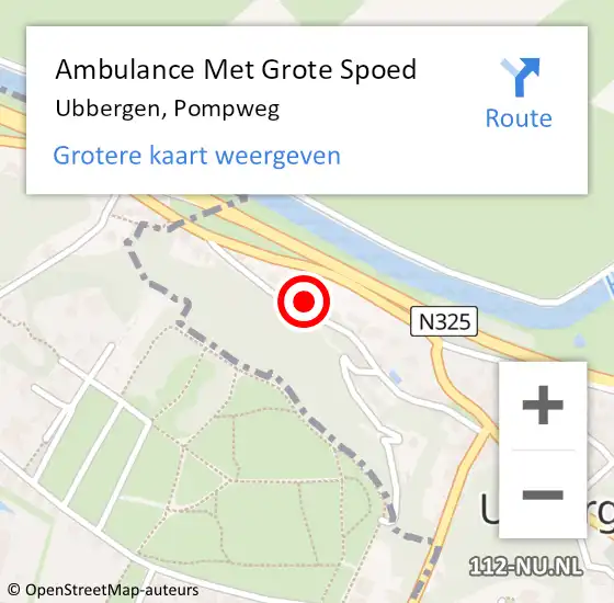 Locatie op kaart van de 112 melding: Ambulance Met Grote Spoed Naar Ubbergen, Pompweg op 24 augustus 2021 13:37