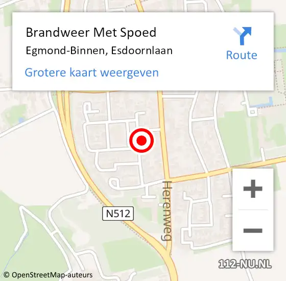 Locatie op kaart van de 112 melding: Brandweer Met Spoed Naar Egmond-Binnen, Esdoornlaan op 24 augustus 2021 14:10