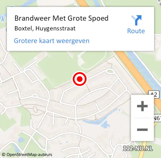 Locatie op kaart van de 112 melding: Brandweer Met Grote Spoed Naar Boxtel, Huygensstraat op 24 augustus 2021 14:13