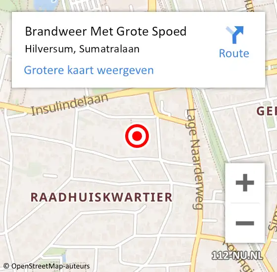 Locatie op kaart van de 112 melding: Brandweer Met Grote Spoed Naar Hilversum, Sumatralaan op 24 augustus 2021 14:23