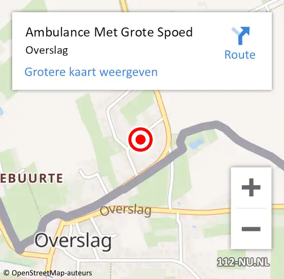 Locatie op kaart van de 112 melding: Ambulance Met Grote Spoed Naar Overslag op 24 augustus 2021 14:32