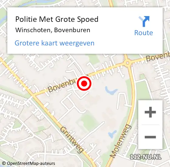 Locatie op kaart van de 112 melding: Politie Met Grote Spoed Naar Winschoten, Bovenburen op 24 augustus 2021 14:50