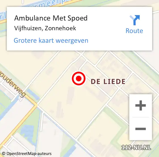 Locatie op kaart van de 112 melding: Ambulance Met Spoed Naar Vijfhuizen, Zonnehoek op 24 augustus 2021 14:54