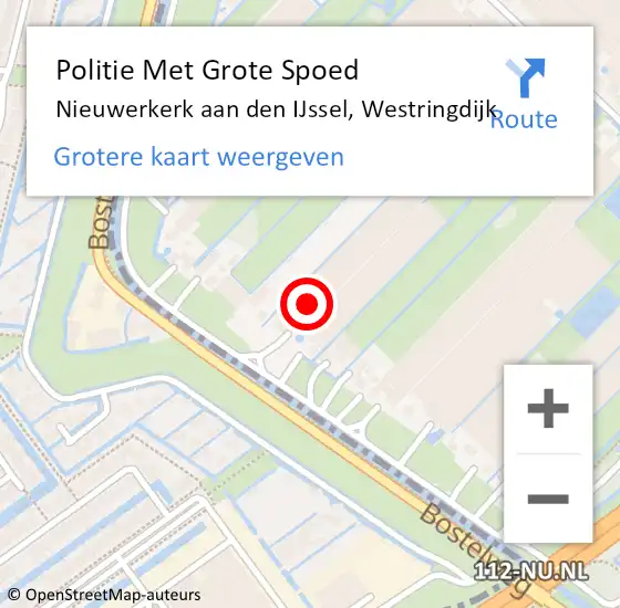 Locatie op kaart van de 112 melding: Politie Met Grote Spoed Naar Nieuwerkerk aan den IJssel, Westringdijk op 24 augustus 2021 14:57