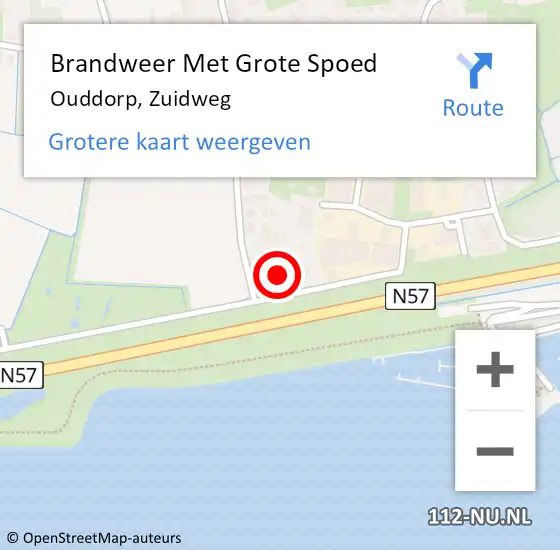 Locatie op kaart van de 112 melding: Brandweer Met Grote Spoed Naar Ouddorp, Zuidweg op 24 augustus 2021 15:03