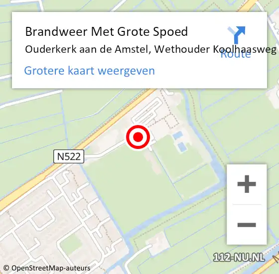 Locatie op kaart van de 112 melding: Brandweer Met Grote Spoed Naar Ouderkerk aan de Amstel, Wethouder Koolhaasweg op 24 augustus 2021 15:04