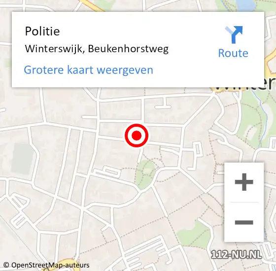 Locatie op kaart van de 112 melding: Politie Winterswijk, Beukenhorstweg op 24 augustus 2021 15:08