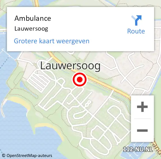 Locatie op kaart van de 112 melding: Ambulance Lauwersoog op 24 augustus 2021 15:27