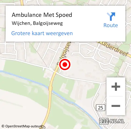 Locatie op kaart van de 112 melding: Ambulance Met Spoed Naar Wijchen, Balgoijseweg op 24 augustus 2021 15:45