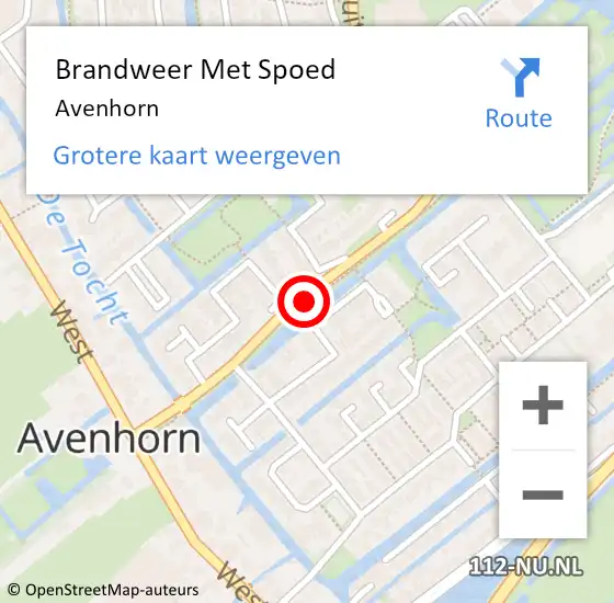 Locatie op kaart van de 112 melding: Brandweer Met Spoed Naar Avenhorn op 24 augustus 2021 15:47