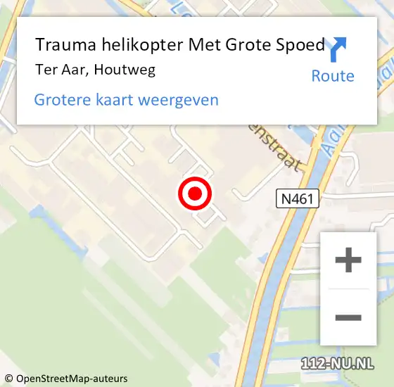Locatie op kaart van de 112 melding: Trauma helikopter Met Grote Spoed Naar Ter Aar, Houtweg op 24 augustus 2021 16:01