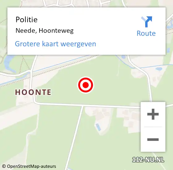 Locatie op kaart van de 112 melding: Politie Neede, Hoonteweg op 24 augustus 2021 16:22