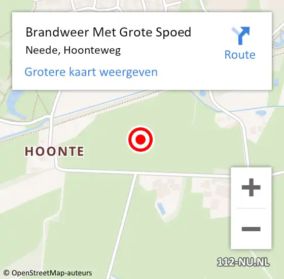 Locatie op kaart van de 112 melding: Brandweer Met Grote Spoed Naar Neede, Hoonteweg op 24 augustus 2021 16:22