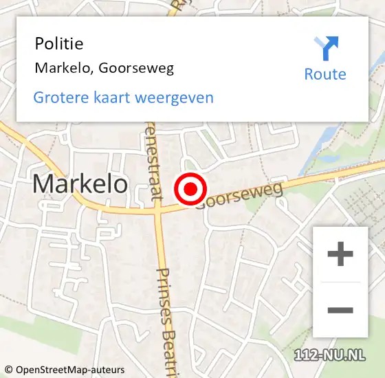 Locatie op kaart van de 112 melding: Politie Markelo, Goorseweg op 24 augustus 2021 16:48