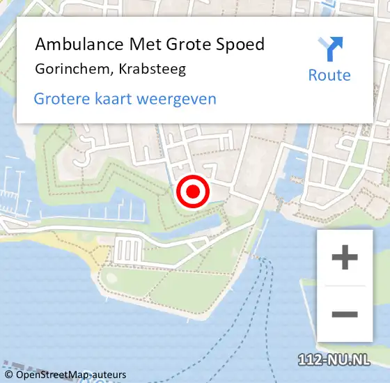 Locatie op kaart van de 112 melding: Ambulance Met Grote Spoed Naar Gorinchem, Krabsteeg op 24 augustus 2021 16:59