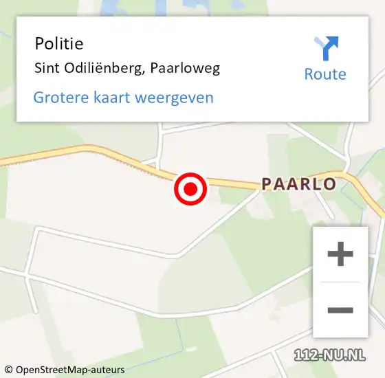 Locatie op kaart van de 112 melding: Politie Sint Odiliënberg, Paarloweg op 24 augustus 2021 17:01