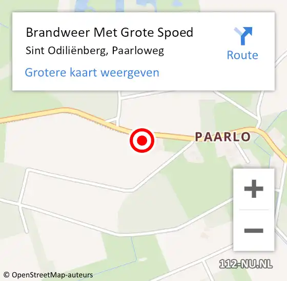 Locatie op kaart van de 112 melding: Brandweer Met Grote Spoed Naar Sint Odiliënberg, Paarloweg op 24 augustus 2021 17:02