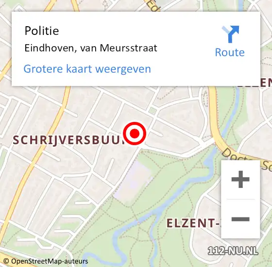 Locatie op kaart van de 112 melding: Politie Eindhoven, van Meursstraat op 24 augustus 2021 17:13