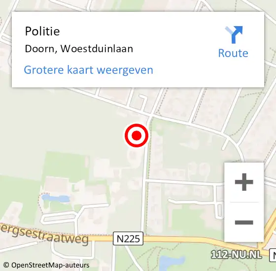 Locatie op kaart van de 112 melding: Politie Doorn, Woestduinlaan op 24 augustus 2021 17:14