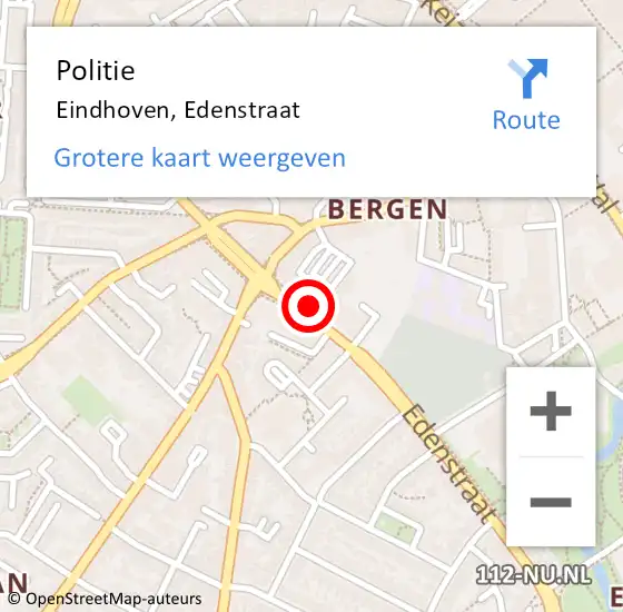 Locatie op kaart van de 112 melding: Politie Eindhoven, Edenstraat op 24 augustus 2021 17:21