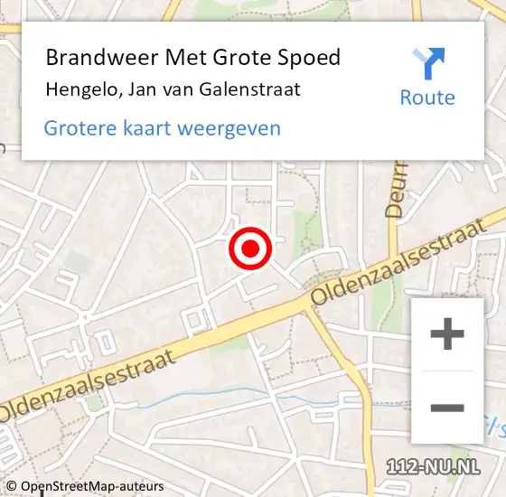 Locatie op kaart van de 112 melding: Brandweer Met Grote Spoed Naar Hengelo, Jan van Galenstraat op 24 augustus 2021 17:31