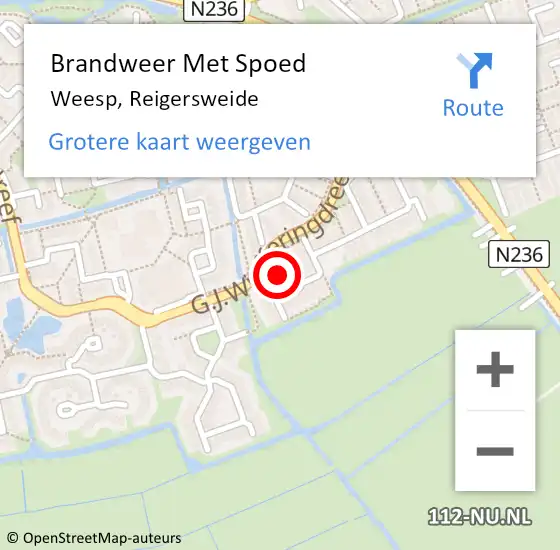 Locatie op kaart van de 112 melding: Brandweer Met Spoed Naar Weesp, Reigersweide op 24 augustus 2021 18:06