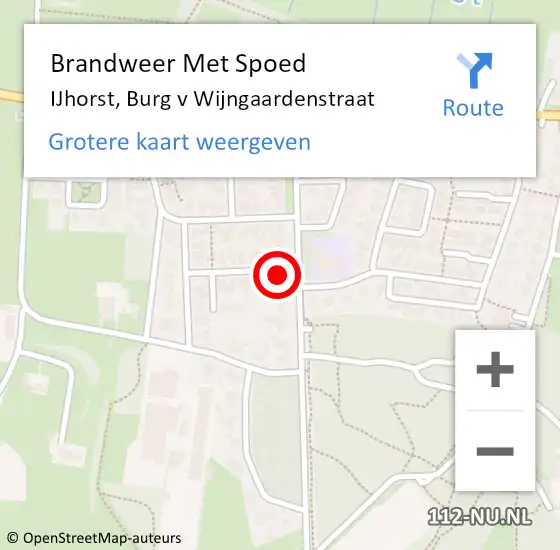 Locatie op kaart van de 112 melding: Brandweer Met Spoed Naar IJhorst, Burg v Wijngaardenstraat op 24 augustus 2021 20:00