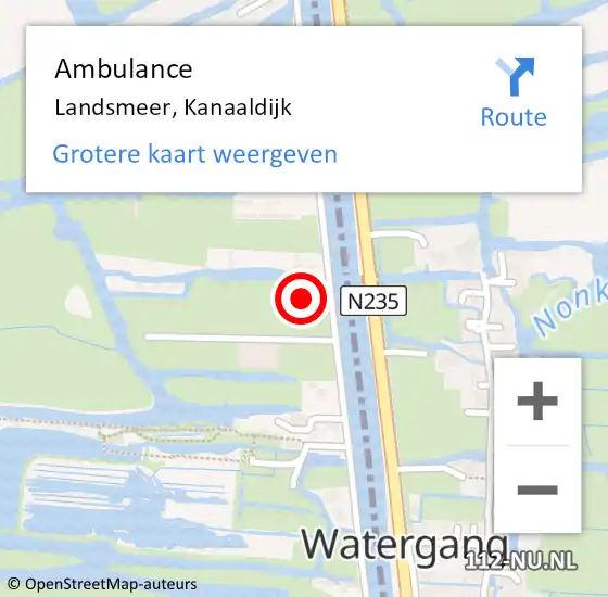 Locatie op kaart van de 112 melding: Ambulance Landsmeer, Kanaaldijk op 24 augustus 2021 20:07