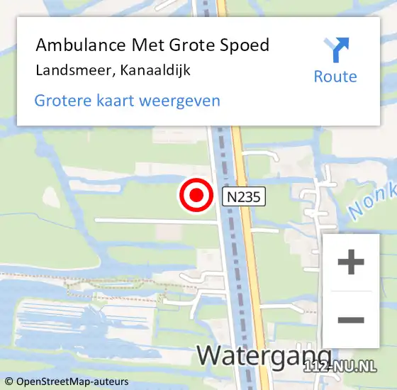 Locatie op kaart van de 112 melding: Ambulance Met Grote Spoed Naar Landsmeer, Kanaaldijk op 24 augustus 2021 20:08