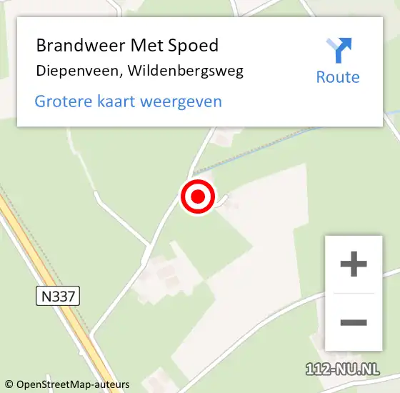 Locatie op kaart van de 112 melding: Brandweer Met Spoed Naar Diepenveen, Wildenbergsweg op 24 augustus 2021 20:31