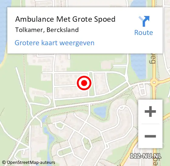 Locatie op kaart van de 112 melding: Ambulance Met Grote Spoed Naar Tolkamer, Bercksland op 20 juni 2014 17:37