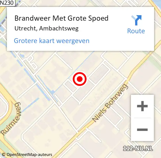 Locatie op kaart van de 112 melding: Brandweer Met Grote Spoed Naar Utrecht, Ambachtsweg op 24 augustus 2021 20:46